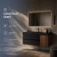 Meuble-lavabo mural 48 po avec lavabo à quartz noir, tiroirs et porte à fermeture en douceur