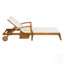 Chaise longue en bois d'acacia avec roulettes, dossier réglable à 4 positions et coussin moelleux de 2 pouces pour le patio et le jardin