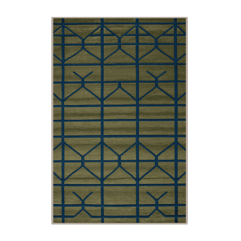 Tapis brun treillis lavable à la machine, Rectangulaire 3 pi x 5 pi