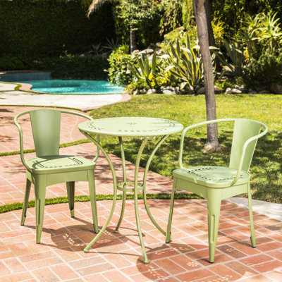 3 Iron Outdoor Bistro , Water-, 23.66" Square, 29.5" High, 34.11lb, Kd Metal 3 Pc Iron, Outdoor, Height, Width, 34.11lb