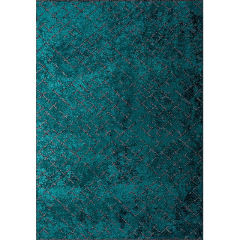 Rapture Abstract Area Rug in Blue, Rectangle 9' x 12'