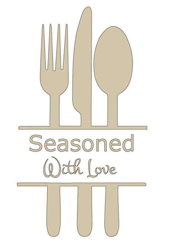 Décalcomanie murale cuisine avec amour, H 24 po x l 14 po x P 0,01 po, Beige