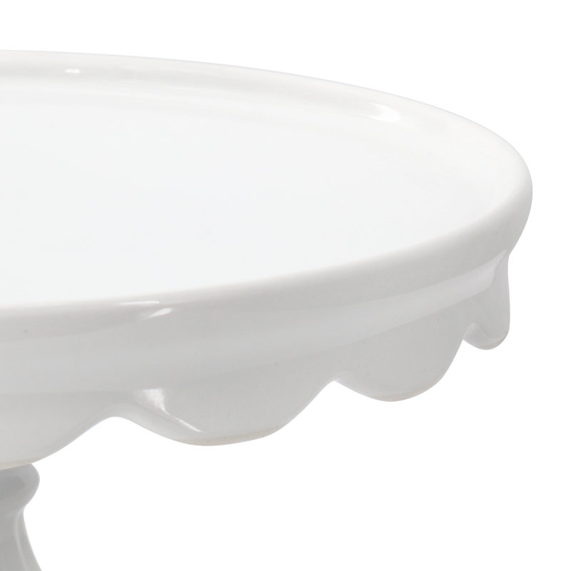 Laurie Gates 12.2 Inch Round Stoneware Footed Cake Stand in White
