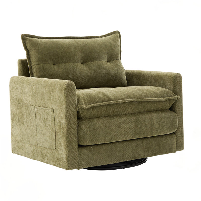 Fauteuil pivotant simple confortable, Vert olive