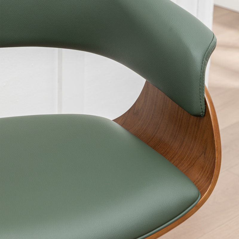 Devlin Upholstered Swivel Mid-Century Stool, Green, Bar Stool (29.5" Seat Height)