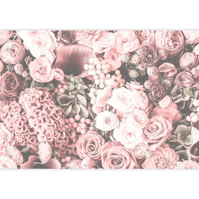 Adhésif mural collage fleur rose