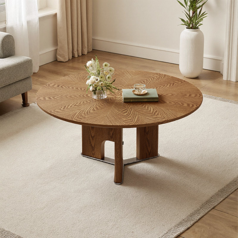Table basse rustique en placage de bois rustique pour espaces de vie compacts