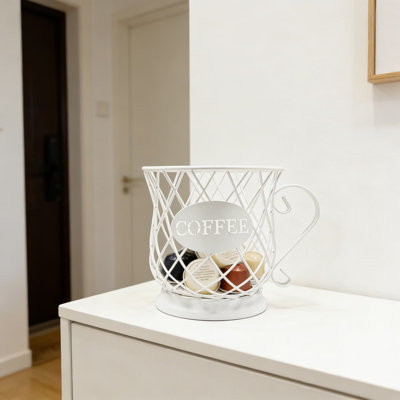 Organisateur de porte-dosettes de café, panier de rangement en forme de K-Cup en forme de tasse avec capacité de 35 dosettes, organisateur de comptoir multi-usage pour bar à café, cuisine et bureau