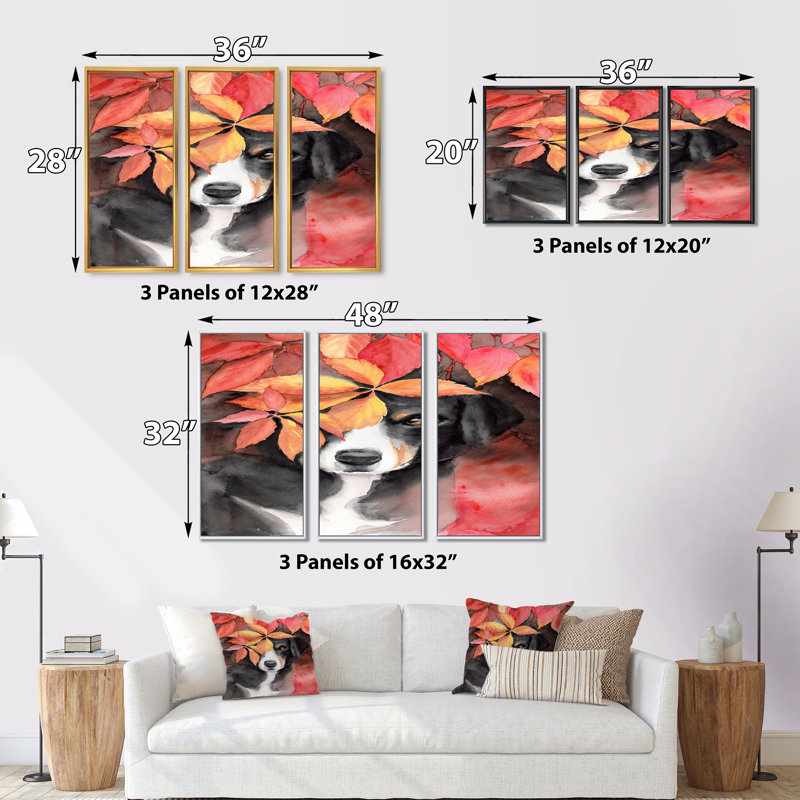 3 pièces, reproduction d'art sur toile, Cadre noir, L 36 po x H 28 po