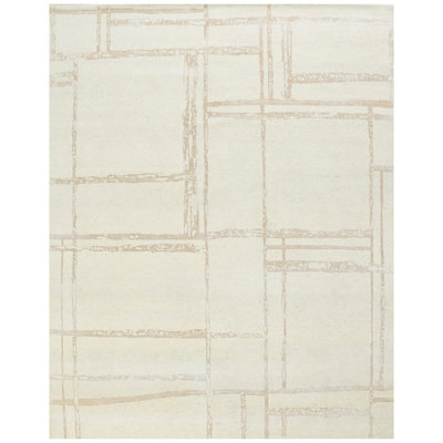 High-Quality Hand-Knotted Ivory And Peach Area Rug