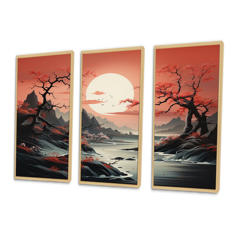 «China River Landscape Wonders - China Wall Art», Cadre flottant brun, H 40 po x l 61 po