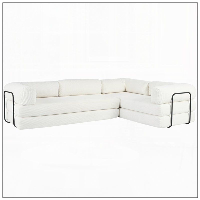Canapé modulaire en L pour le salon, Polyester beige