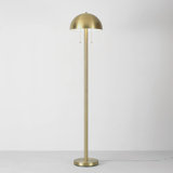 Globe Electric Matte Brass Floor Lamp, 60" 2-Light, Vintage Glamour Design, Pull Chain Switch