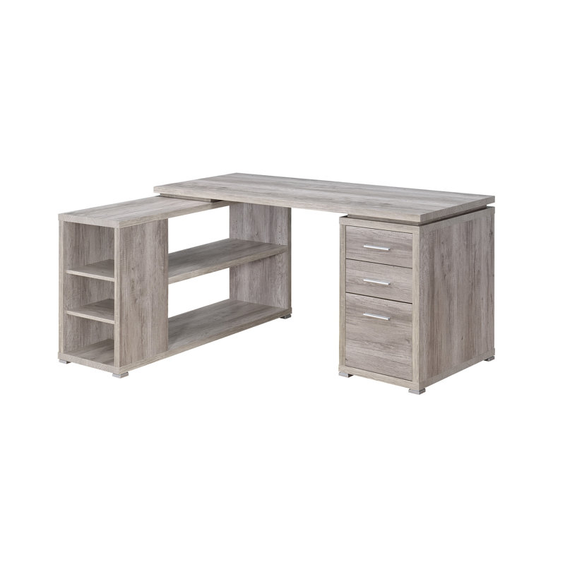 L-Shape Home Office Computer Desk, Gray Driftwood, 29.5" H x 60" W x 47.25" D