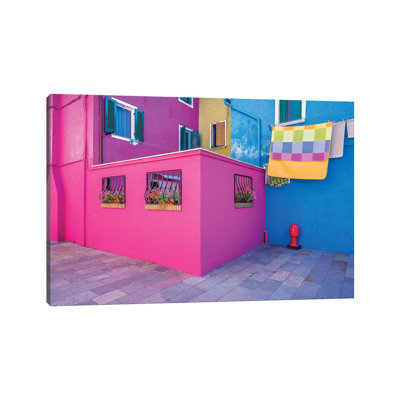 Italy, Burano. Colorful House Walls. by Jaynes Gallery - Wrapped Canvas Print