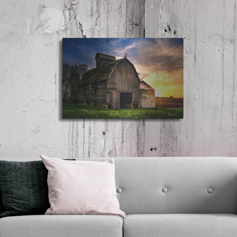  Art mural en métal 36 po x 24 po «Missed Barn» par Dante Plata, H 24 po x l 36 po