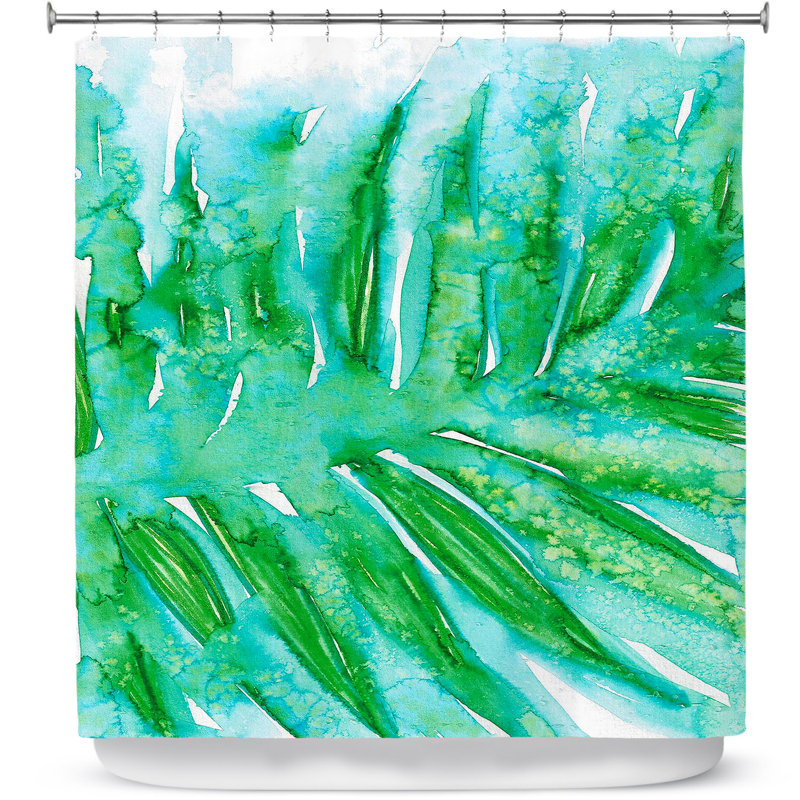 Rideau de douche simple paradise palm, Rouge / Bleu