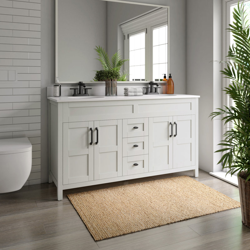 Andjoua 59.5'' Double Bathroom Vanity with Top, White