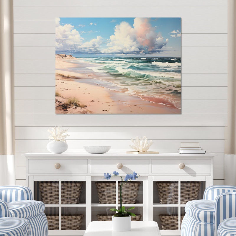 «Coastal Serenity Cloudy Sky By The Beach I», reproduction sur toile, Toile tendue, H 34 po x l 44 po x P 1,5 po