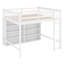 Lit mezzanine avec 8 tablettes de rangement ouvertes et échelle intégrée-1488715628