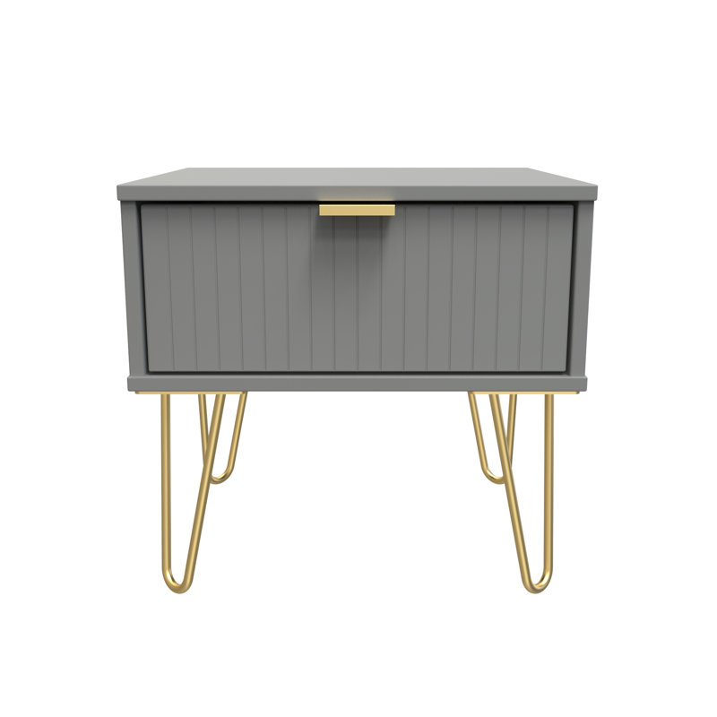 Baudelia 45cm W Manufactured Wood Bedside Table, Grey