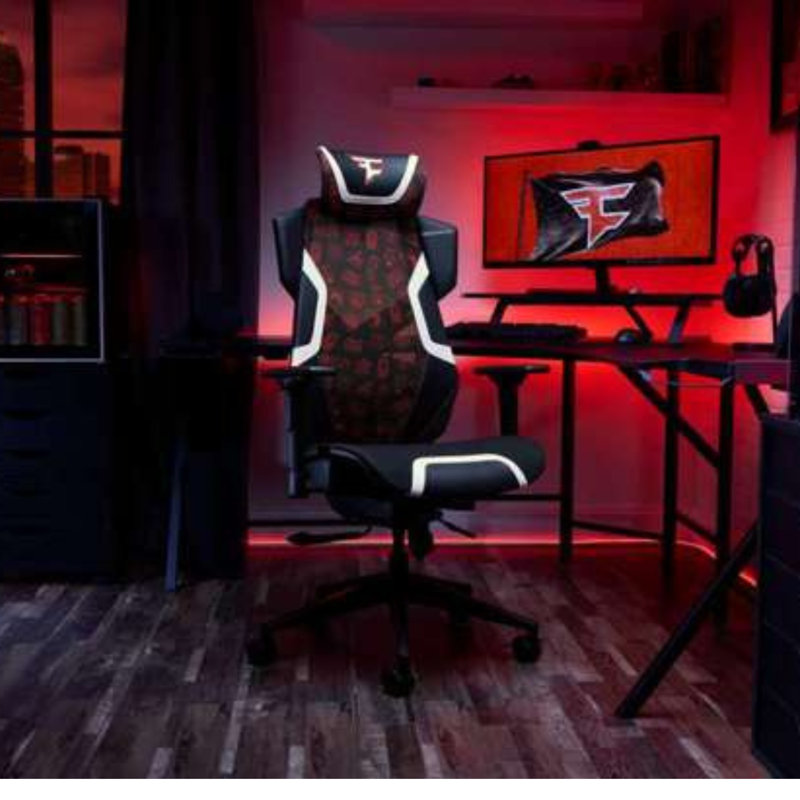 FaZe Pattern High-Back Ergonomic Gaming Chair with Strong Mesh & Lumbar Support