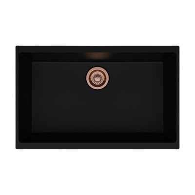 30" Black Granite Composite Sink Drop-In/Undermount Single Bowl Kitchen Sink