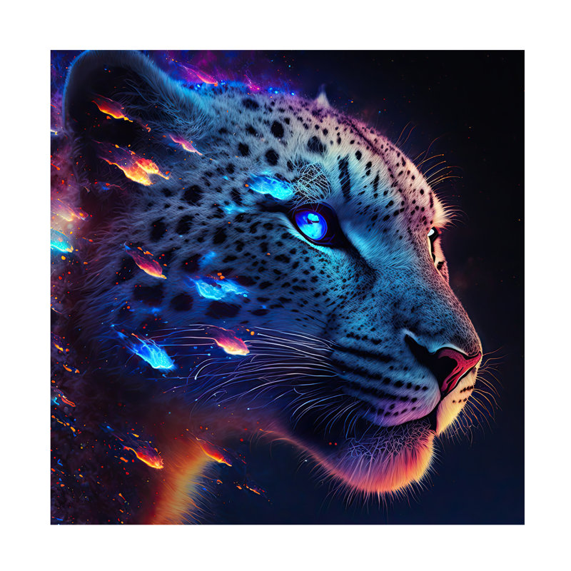 Art mural sur toile tendue «Cheetah» Wumples pour décoration de salon, de chambre à coucher ou de bureau - 35 x 35