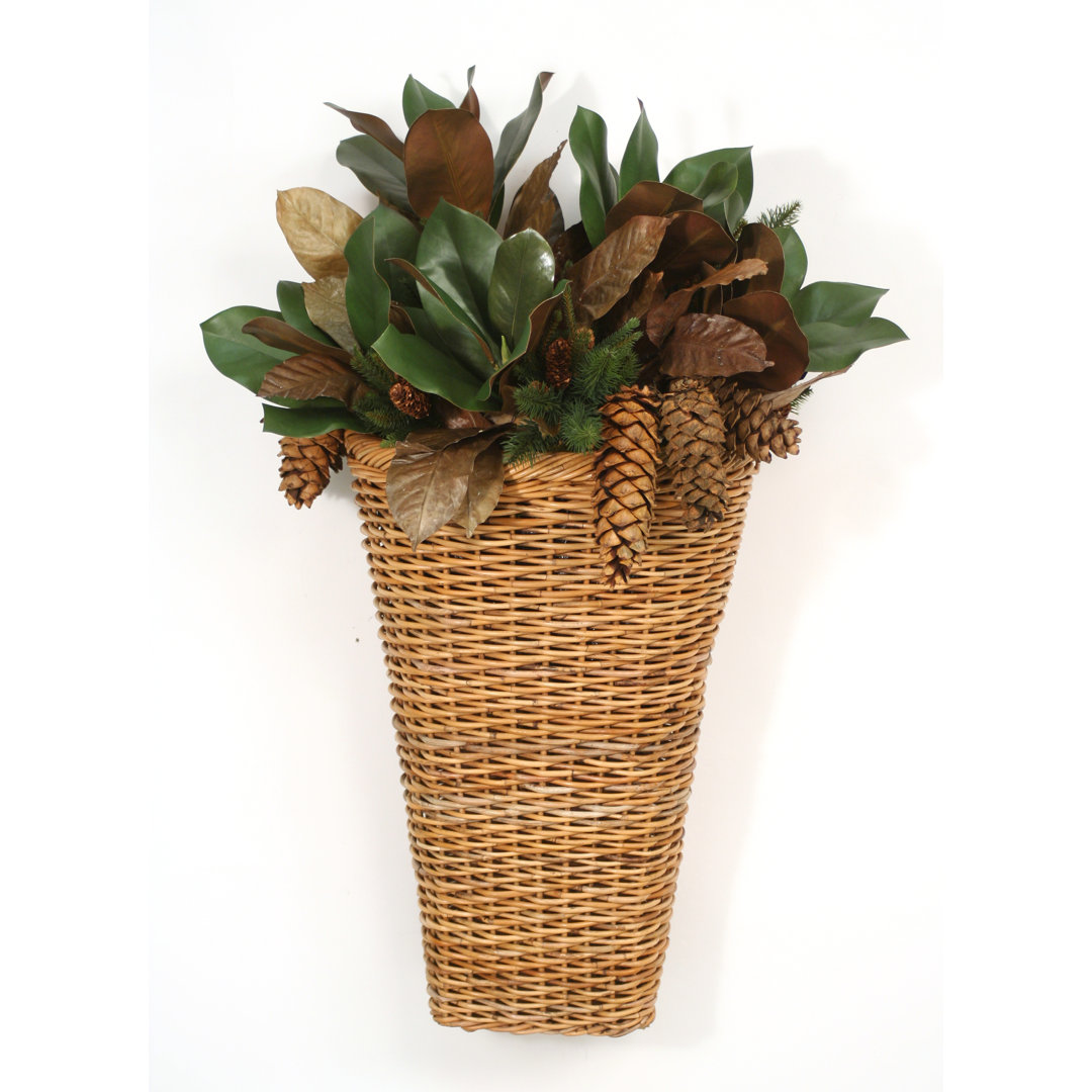 Polysilk Magnolia Arrangement in Basket Distinctive Designs