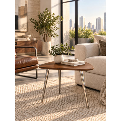     Pangea Home Hal 3 Legs End Table - Hal Accent Table – Modern Side Table for Living Room, Bedroom, or Lounge Spaces - Walnut Side Table
