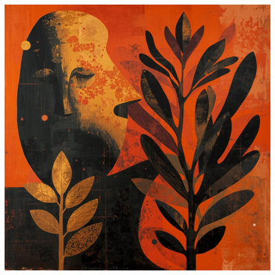 Abstract Face Leaves Wall Tapestry - Abstract Wall Decor