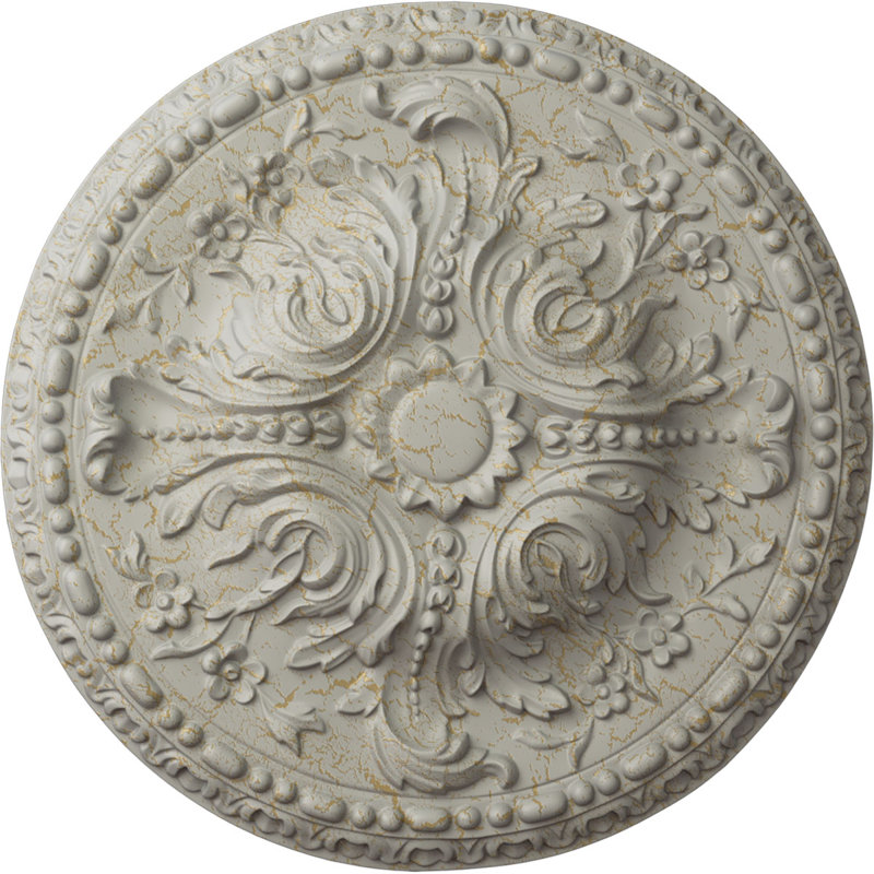 Médaillon de plafond 19 5/8 "x P 3/4" P Amelia (convient aux auvents jusqu'à 2 3/8 "), Pot de crème craquelé