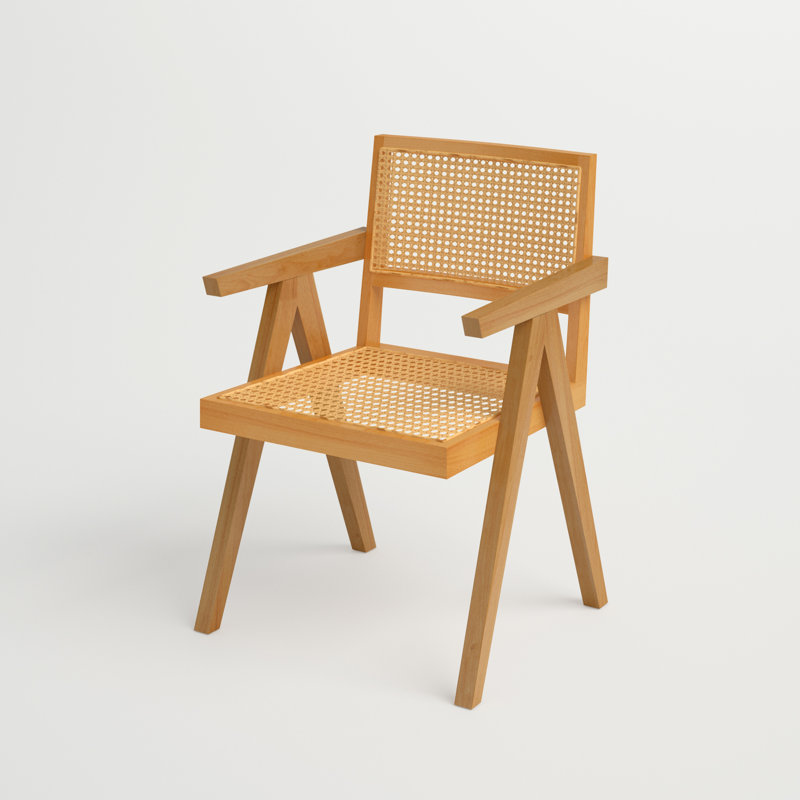Chaise avec accoudoirs en bois massif à dossier cannelé H 31 po Corrin, Naturel