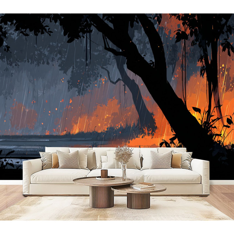 Papier peint adhésif à motif de forêt tropicale humide Rainforest, L 96 po x l 69 po
