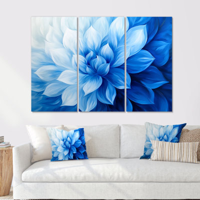 Velours bleu fleurs de cactus IV - ensemble de décoration murale cactus floral