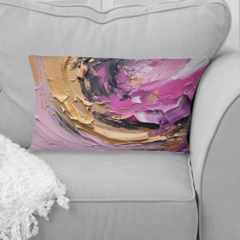 Coussin décoratif rose et or Spiral Radiance I - Abstract Spirals