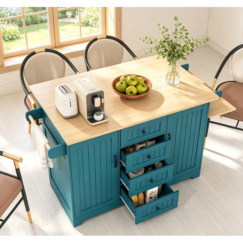 Îlot de cuisine pliable avec prise USB Type-C, chariot de cuisine multi-rangements, table de travail convertible avec roulettes verrouillables