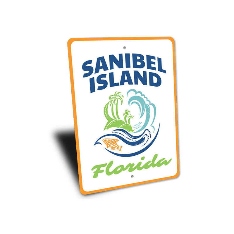 Enseigne en aluminium Sanibel Island, H 14 po x l 10 po x P 0,04 po