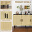 Buffet Buffet | Boho 3 tablettes en rotin réglables | Noir et noir Naturel | Panneau de fibres à densité moyenne | Pieds surélevés