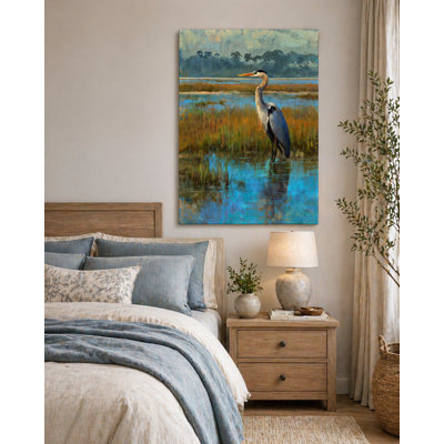 Salt Marsh Heron Wrapped Canvas Wall Art