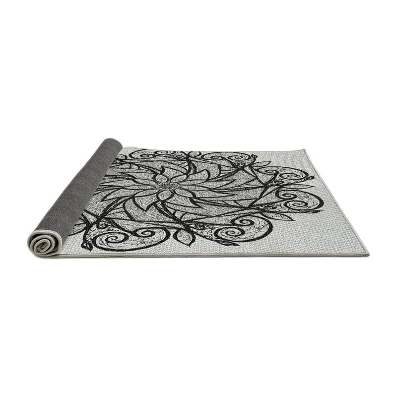 Tapis noir/blanc tissé à la machine, Rond 4 pi