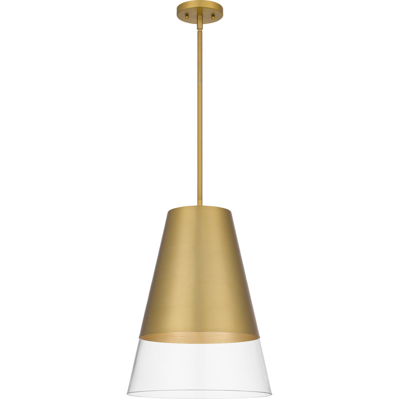 Luminaire suspendu en or brossé 1 lumière Crowne, Or brossé