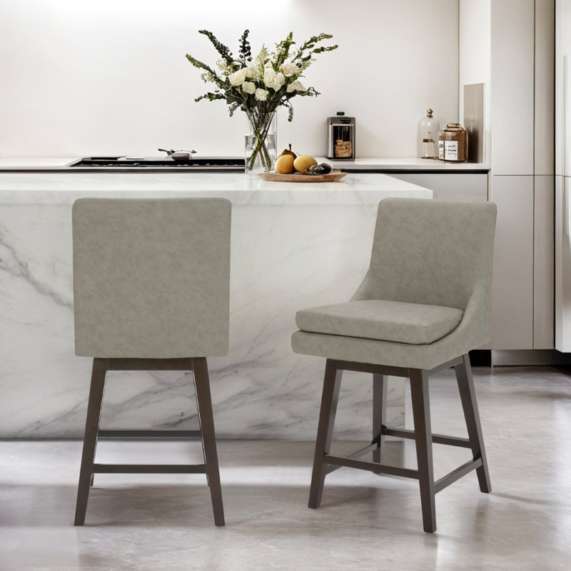 Tabouret de bar et de comptoir pivotant Aleksy, Gris Pierre, Tabouret de comptoir (siège d'une hauteur de 26,5