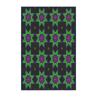 Vert géométrique/Tapis décoratif noir