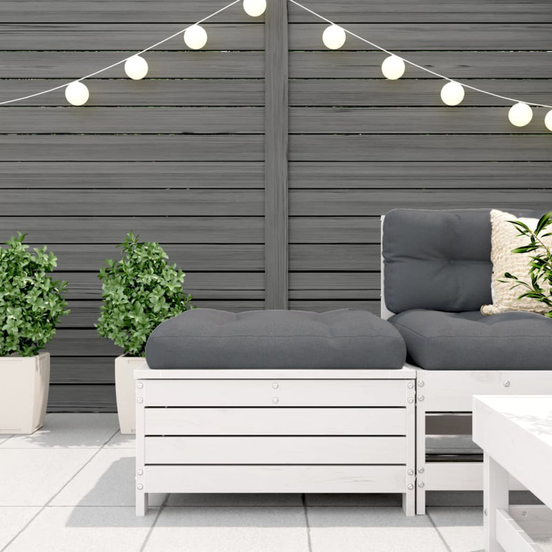 Beghtol Outdoor Ottoman, Anthracite, White