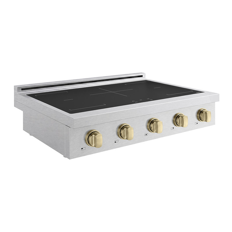 ZLINE 36 in. Paramount Induction Rangetop with 5 Element Cooktop in Stainless Steel, Satin Stainless Steel/Champagne Bronze
