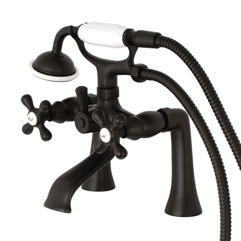 Kingston Triple Handle Deck Mounted Clawfoot Tub Faucet, Oil Rubbed Bronze