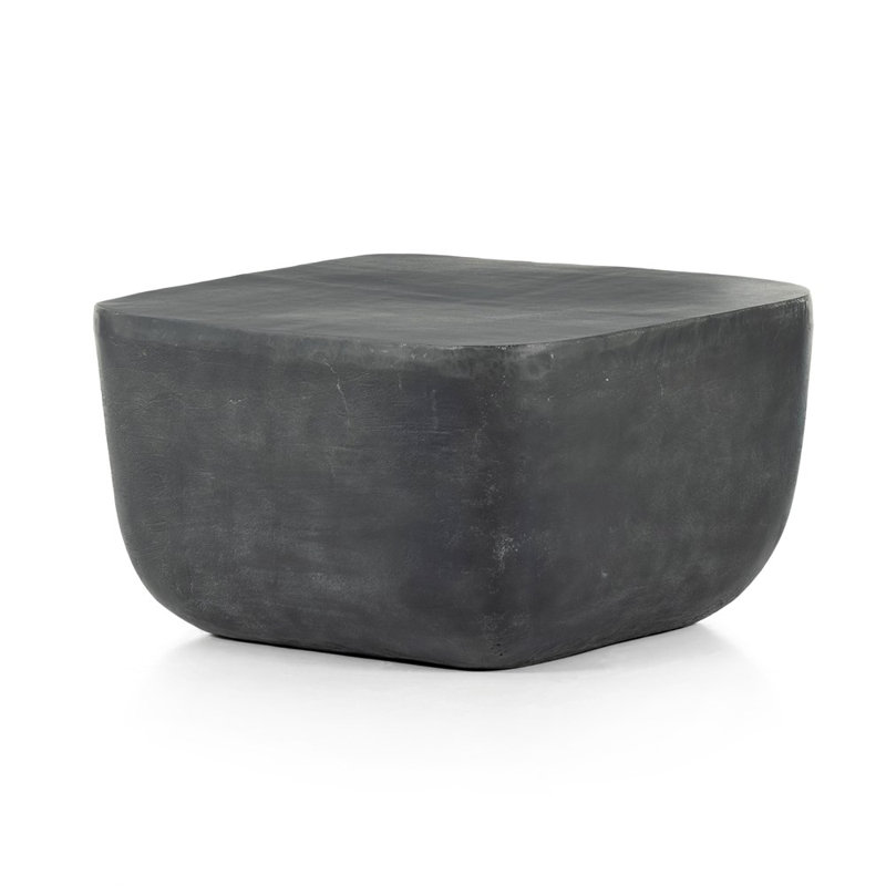 Basil Outdoor Square Side Table, Aged Gray
