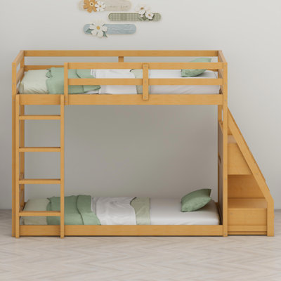 Bunk Bed with LED Lights, Built-in USB Charging Ports, Storage Shelves & Drawers