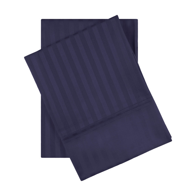 Ensemble de taies d'oreiller en satin de coton Traditional Traditional, Standard, Bleu marine
